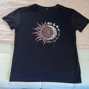 Black graphic sun & moon T Shirt